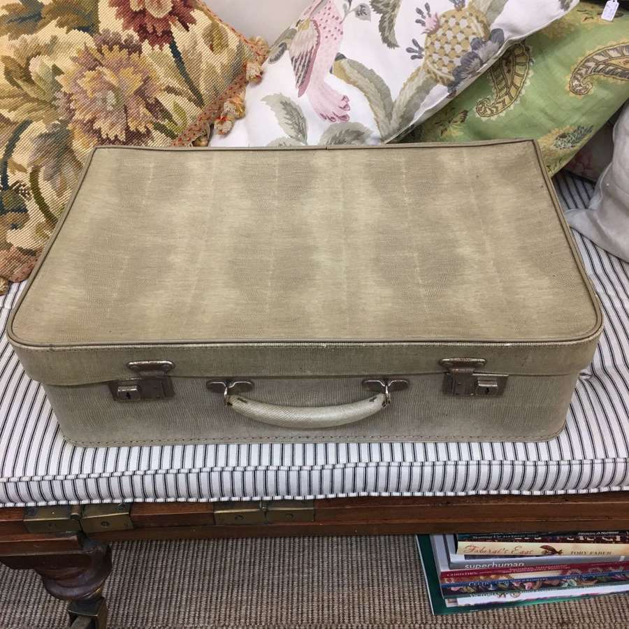 Vintage cream beige English made suitcase