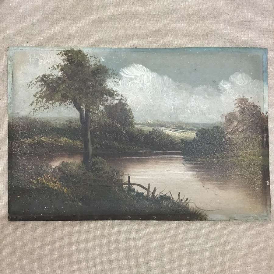 Framed vintage landscape watercolour on card