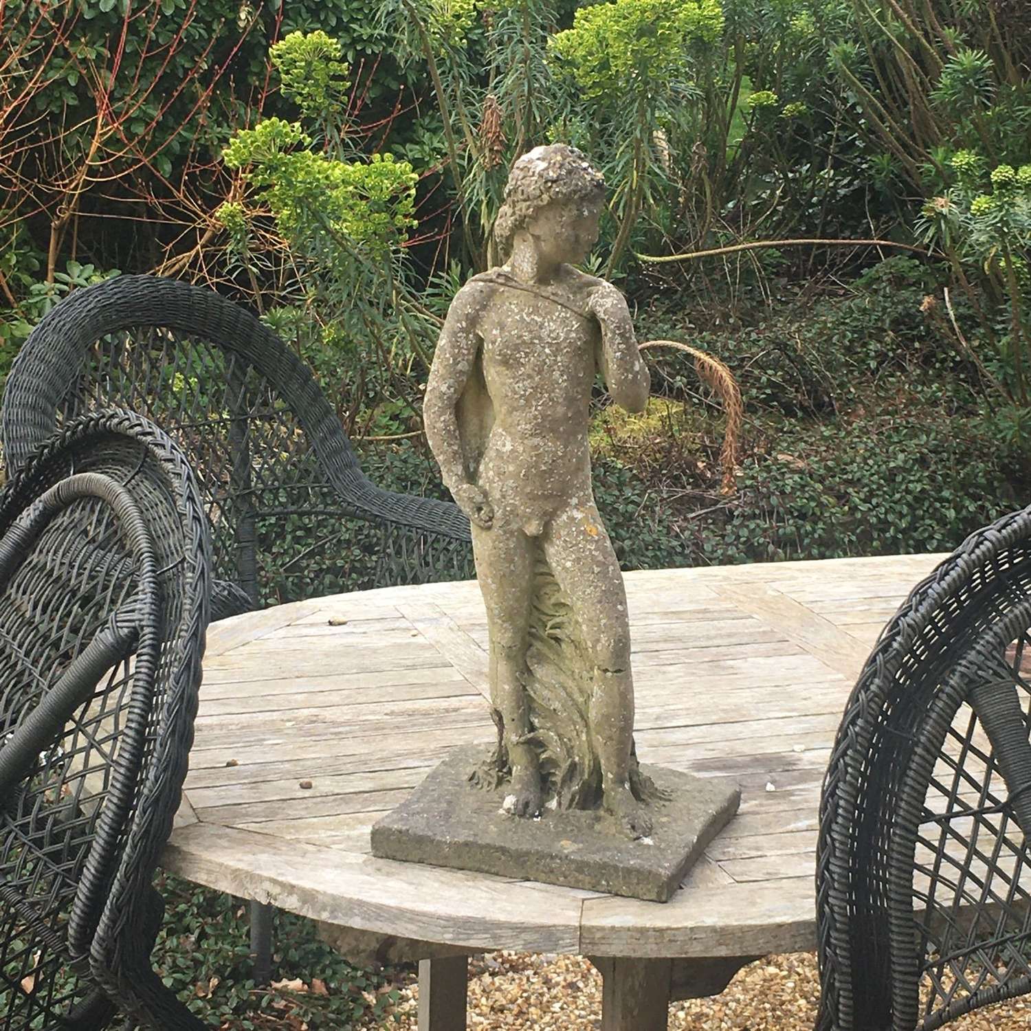 20th century  garden ornament of naked male figure