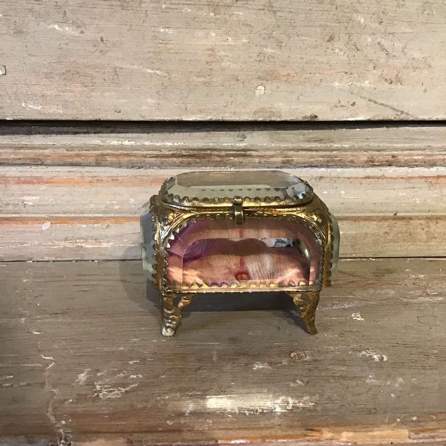 Antique French glass jewellery box