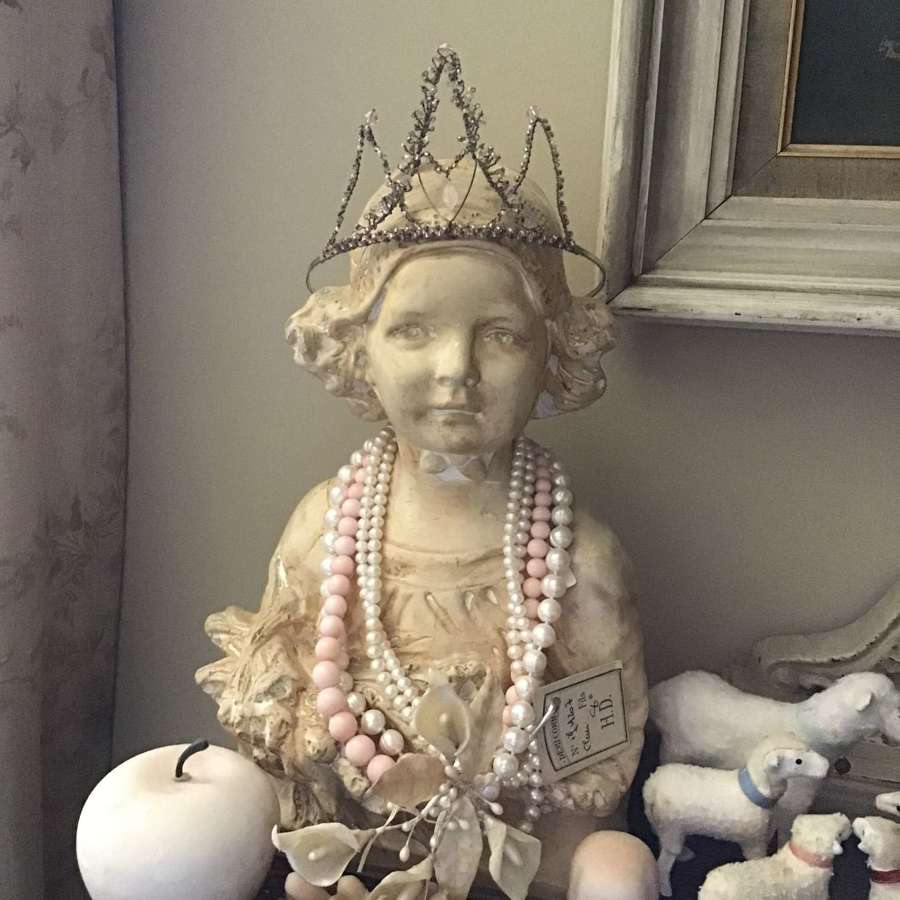 Vintage pink paste and bead tiara