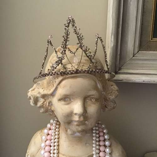 Vintage pink paste and bead tiara