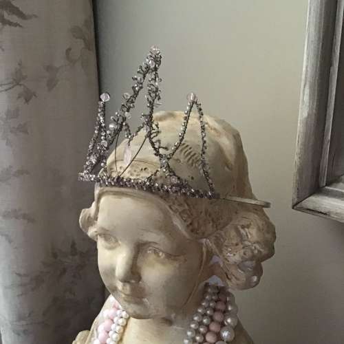 Vintage pink paste and bead tiara