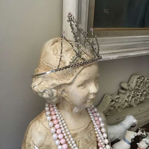 Vintage pink paste and bead tiara