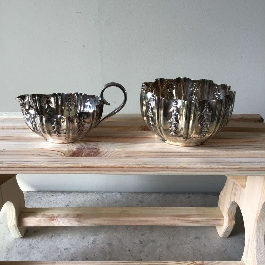 Antique Fenton Brothers EPNS milk jug & sugar bowl