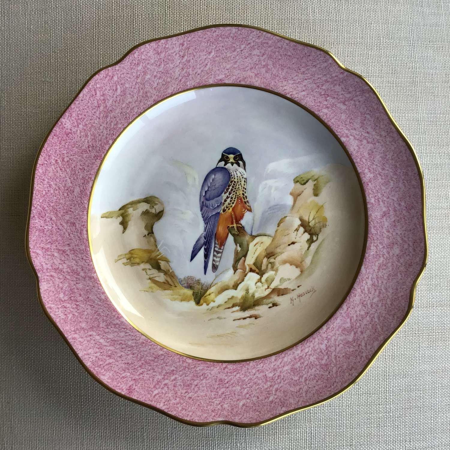 Sutherland bone china decorative plate with peregrine falcon
