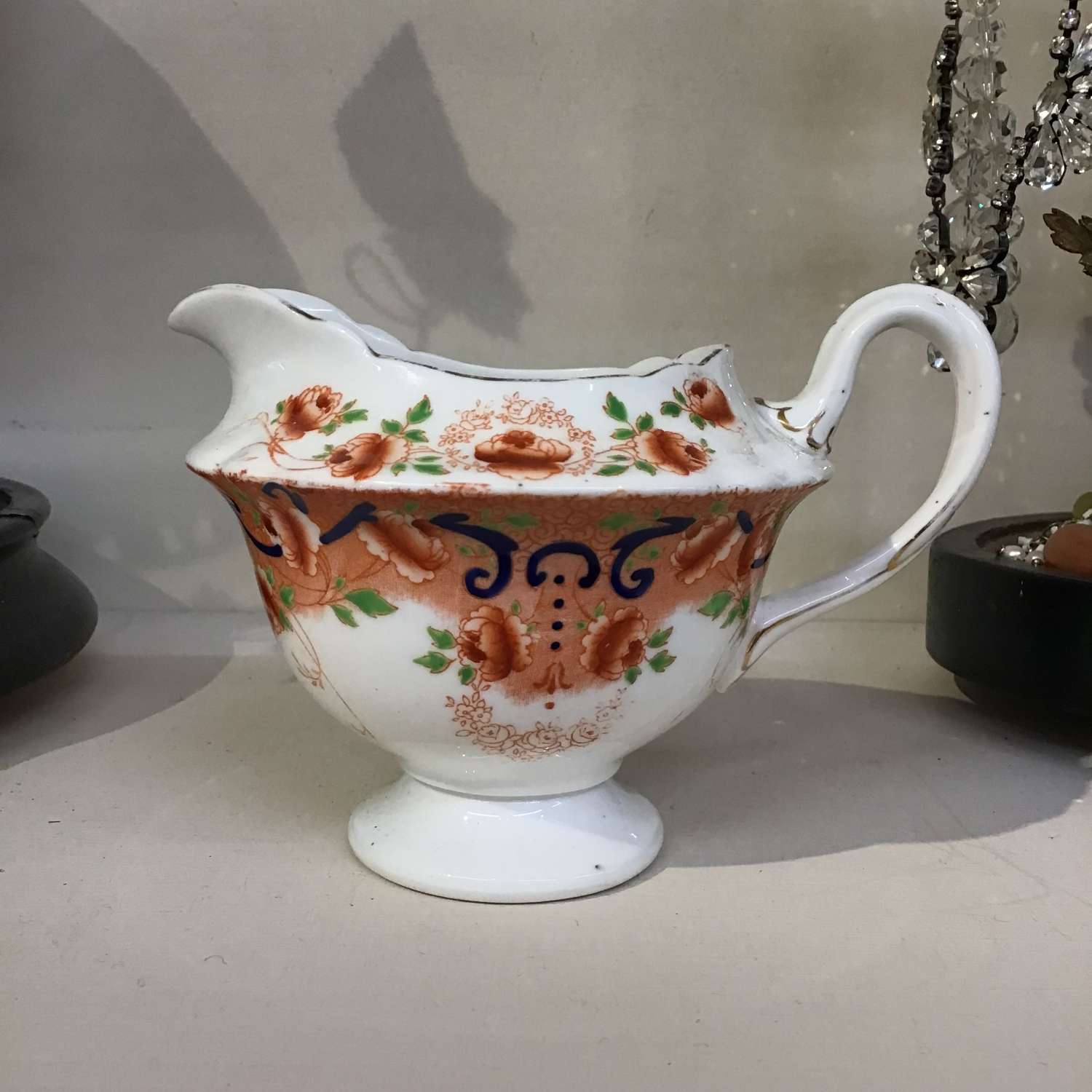 Bone china jug with floral pattern c 1905