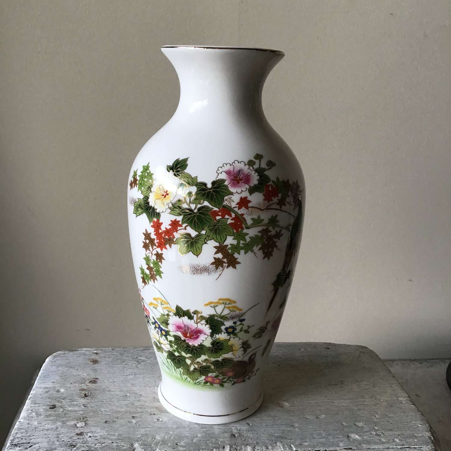 Vintage decorative floral china Japanese vase