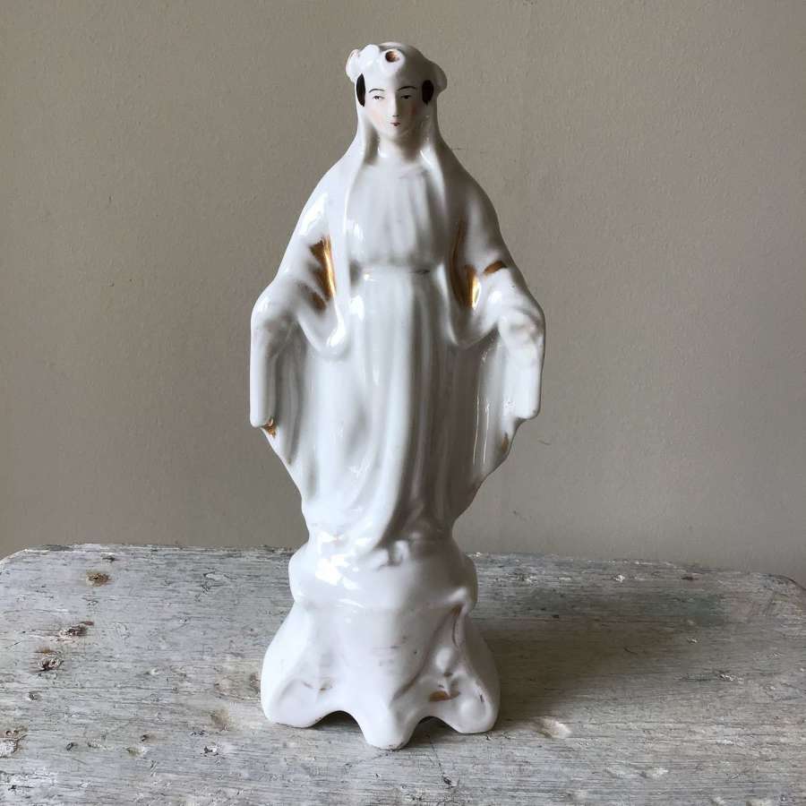 Vintage white china French Madonna statue