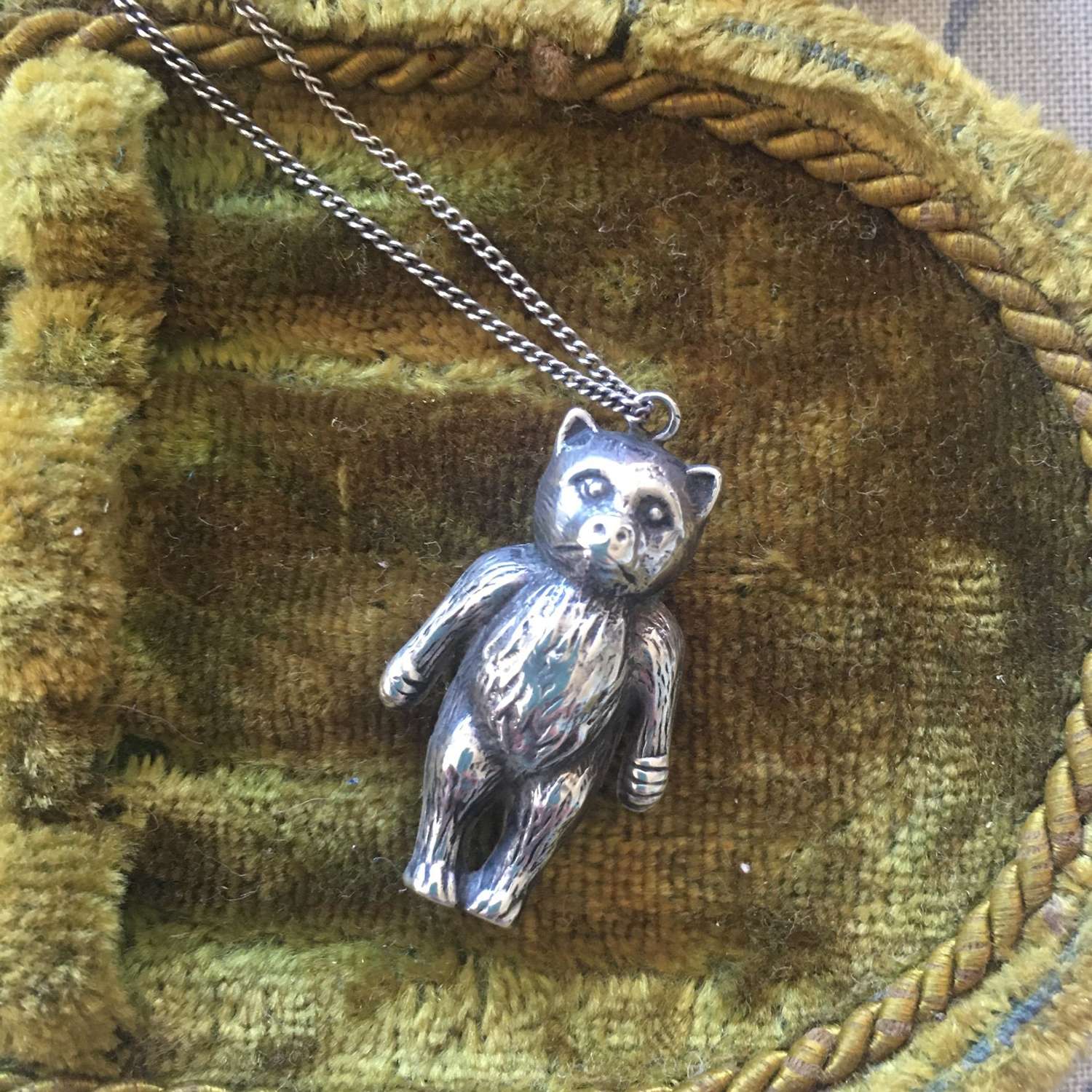 Antique silver bear necklace 1890