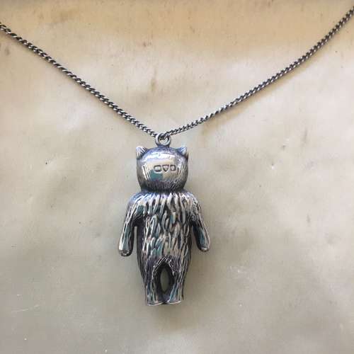 Antique silver bear necklace 1890