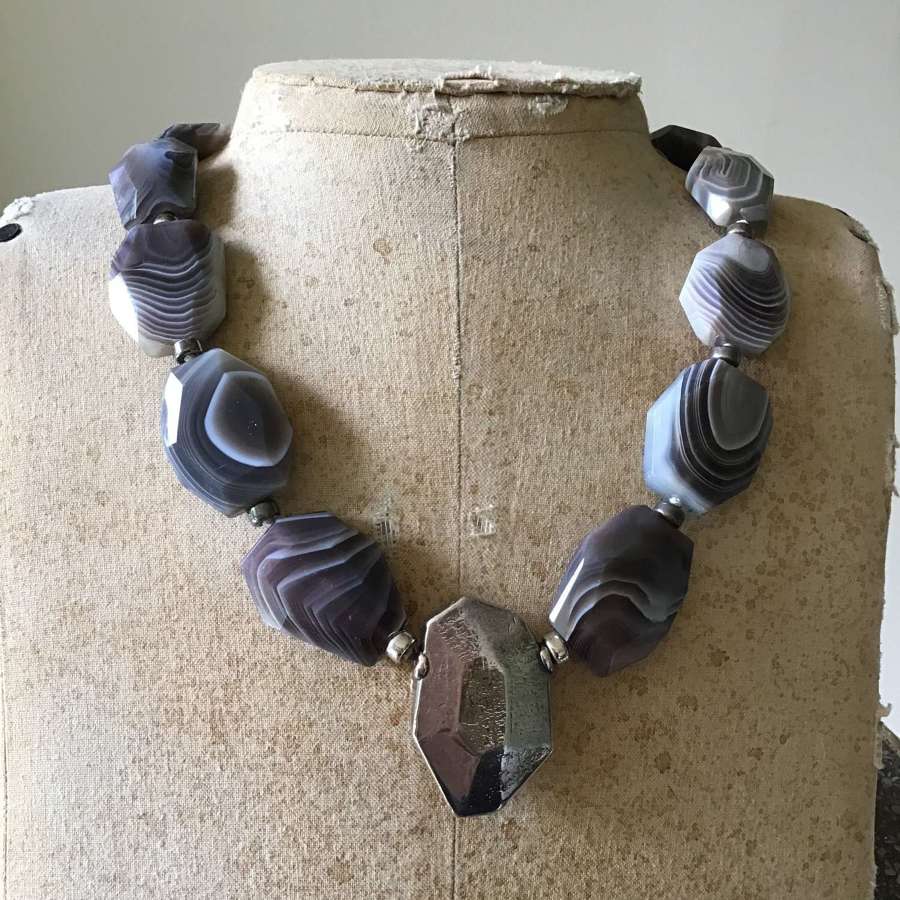 A Botswana agate and silver necklace by Simone Micallef