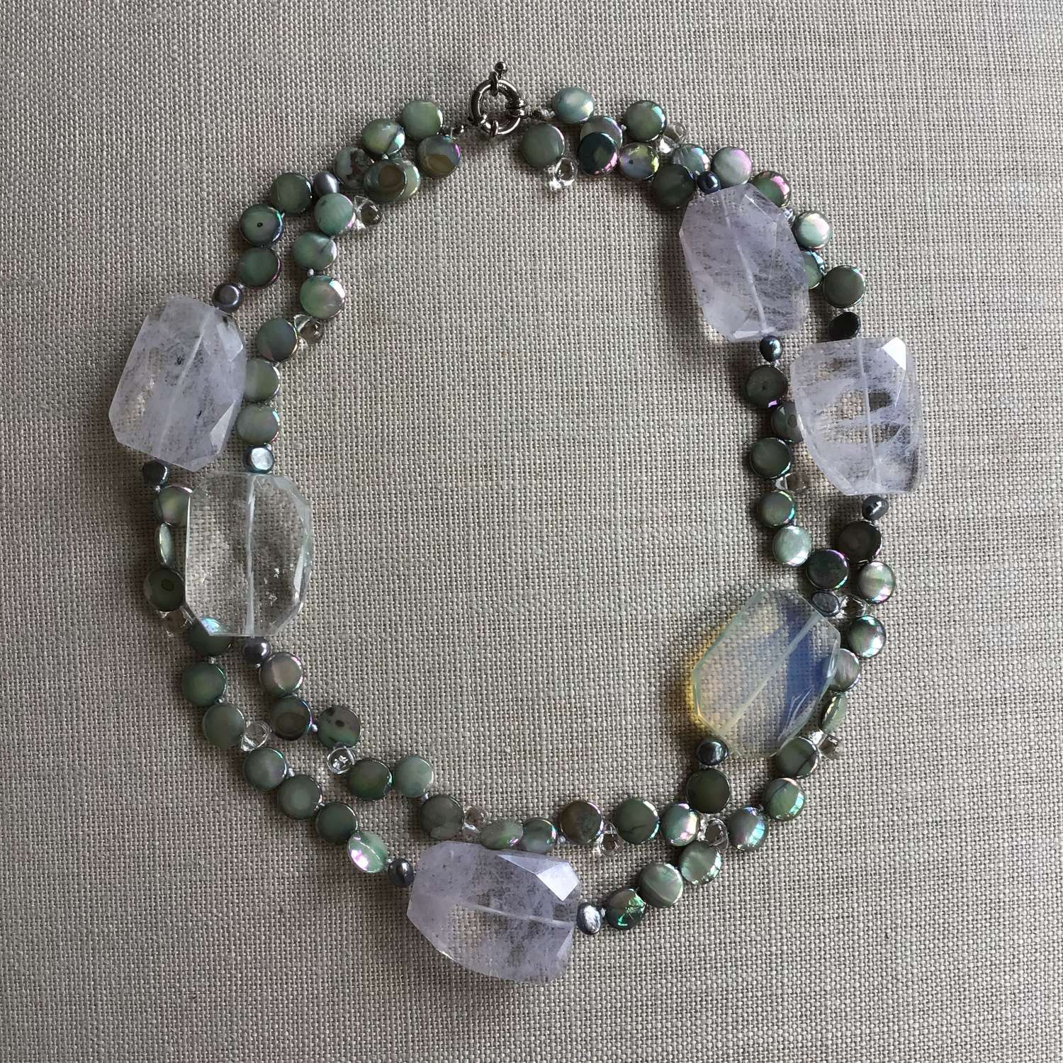 Freshwater pearl, crystal  and glass necklace