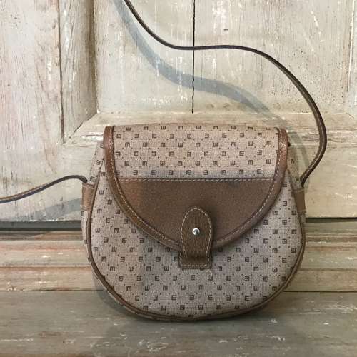 Vintage Italian Eliana leather trimmed cross body/shoulder bag