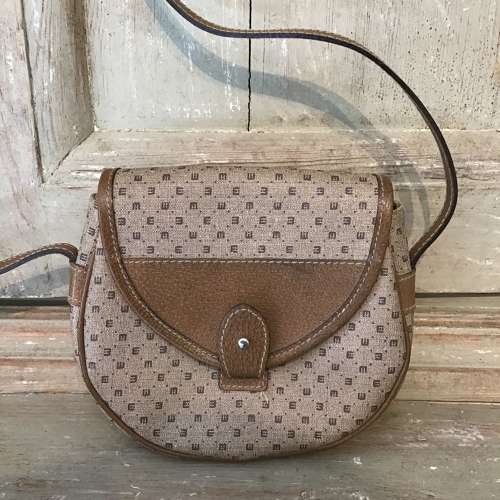 Vintage Italian Eliana leather trimmed cross body/shoulder bag