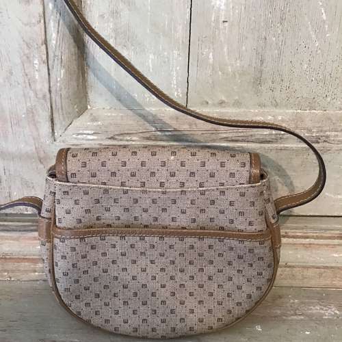 Vintage Italian Eliana leather trimmed cross body/shoulder bag