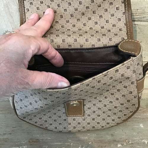 Vintage Italian Eliana leather trimmed cross body/shoulder bag