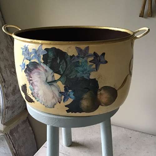 Vintage painted pine round stool
