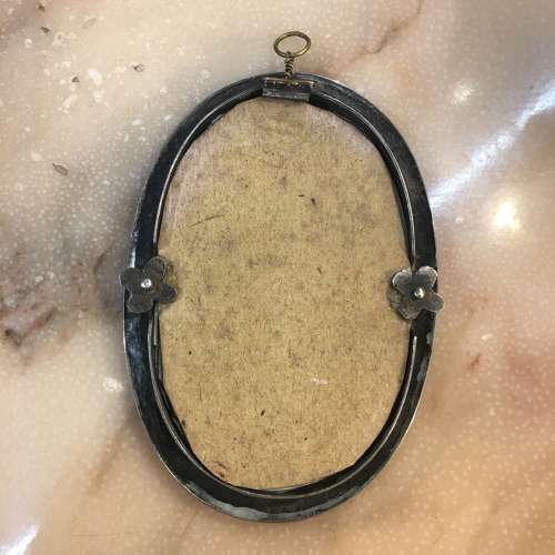 Antique silver plated oval frame