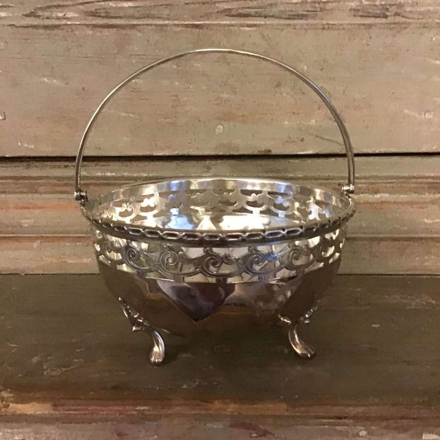 A vintage silver plated three legged Bonbon dish or poesy vase
