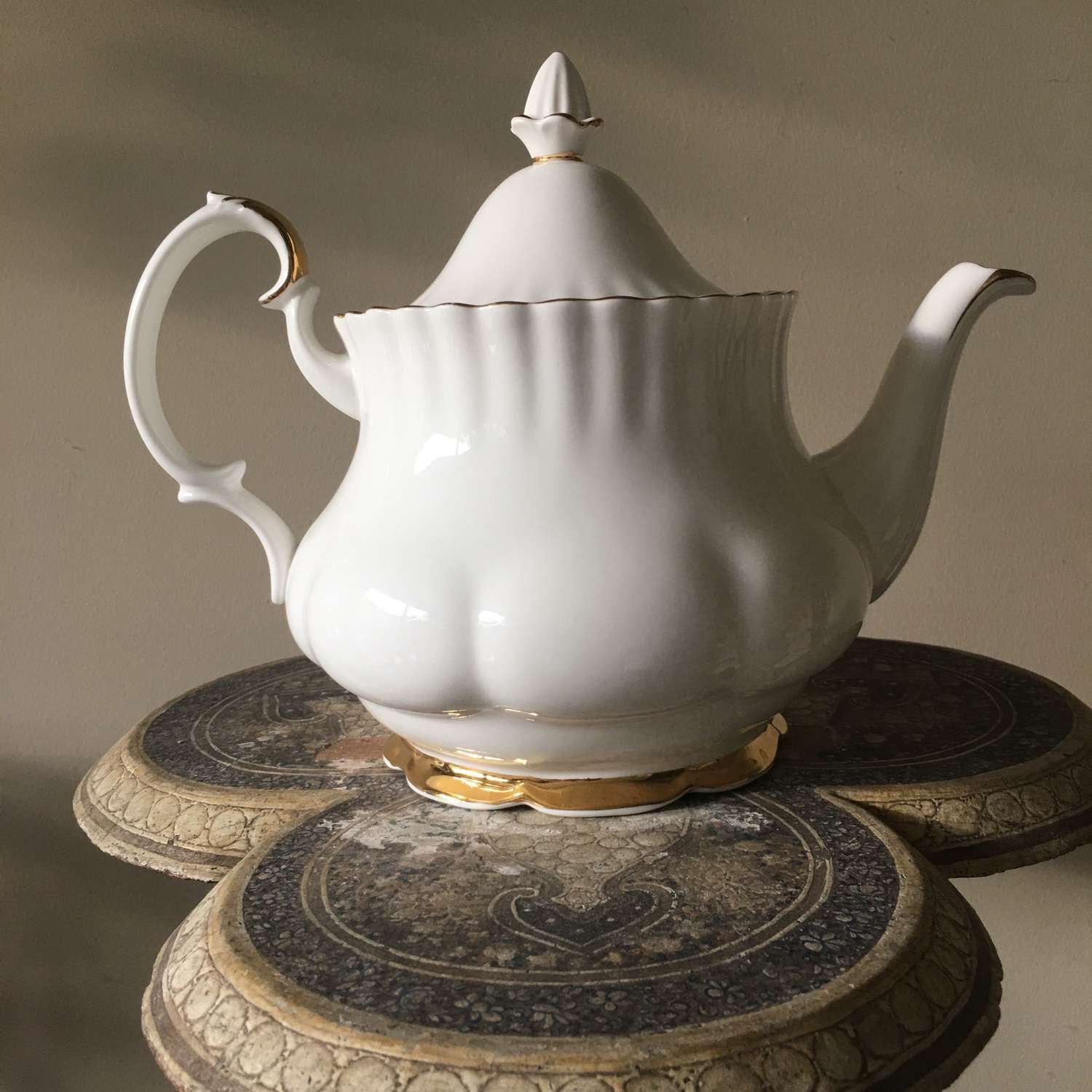 Royal Albert Val d’Or Bone China white teapot
