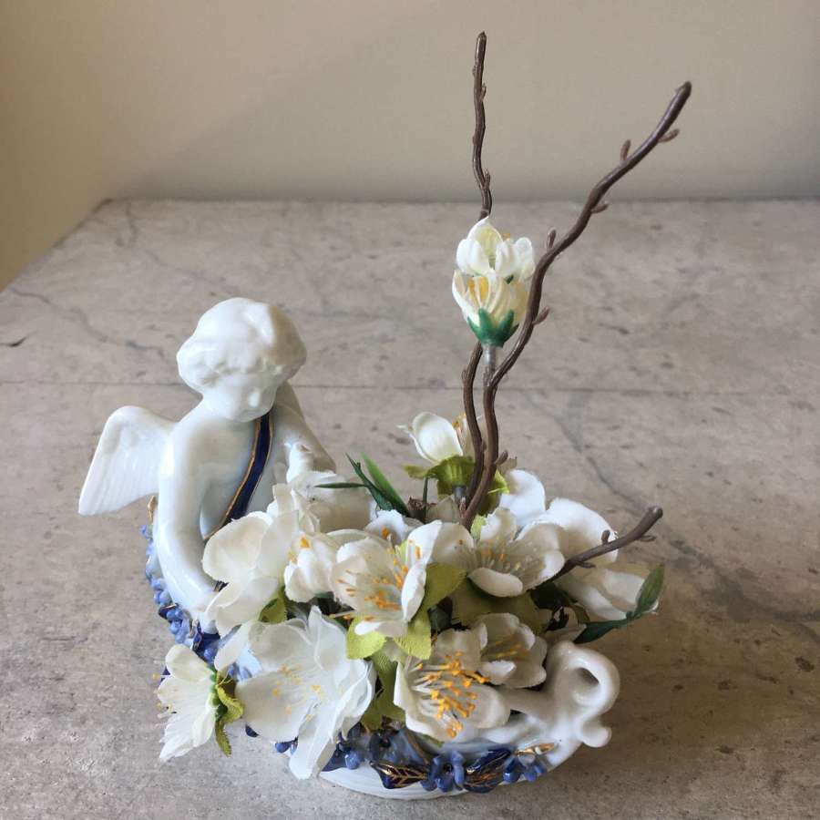 Victorian Cherub in boat flower vase