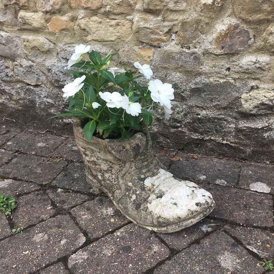 Vintage garden boot planter from the 1950s
