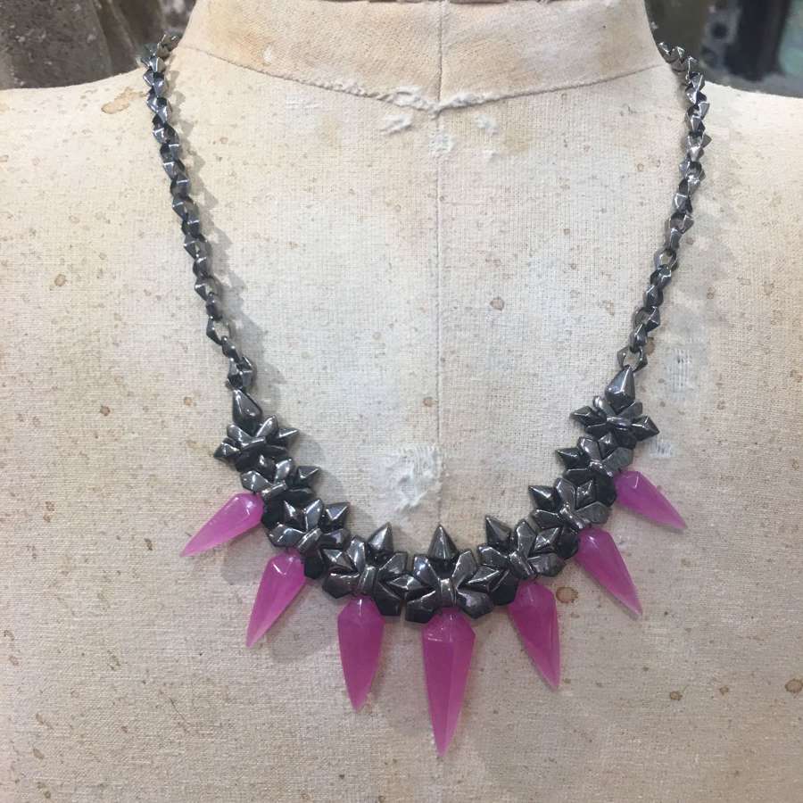 Stephen Webster oxidised silver and pink agate necklace