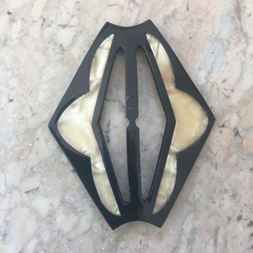Vintage black and cream plastic buckle