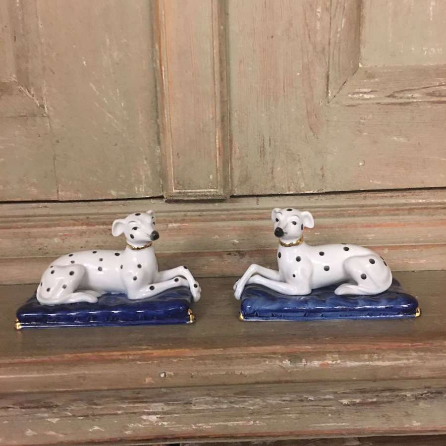 Vintage pair of china Staffordshire style dalmation dogs