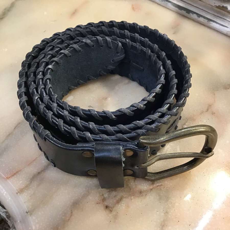 Black leather belt large size 97.5-108cm