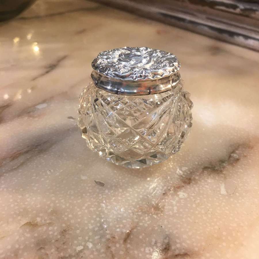 Antique silver top jar 1905 Lindon hallmark