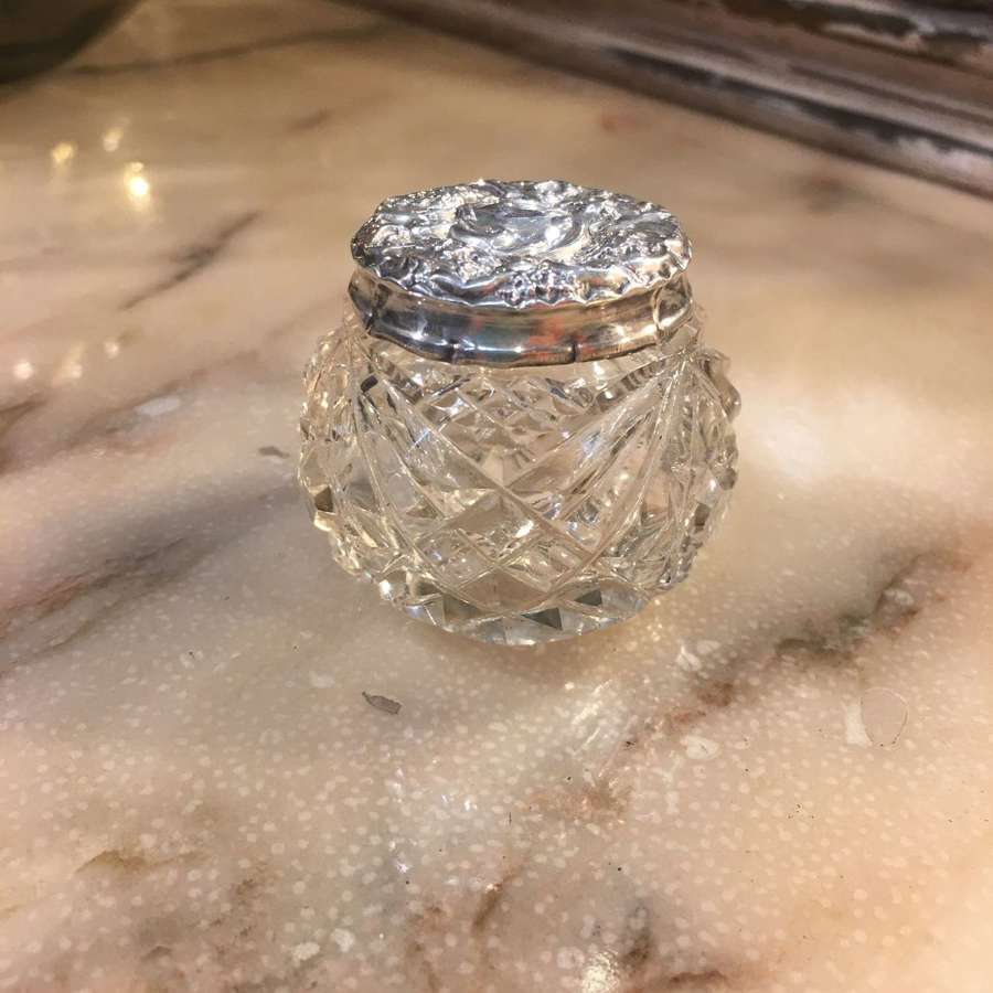 Antique silver top jar 1905 London hallmark