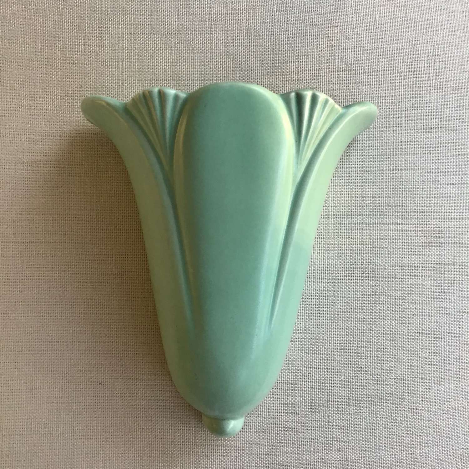 Vintage green wall pocket vase 1930s