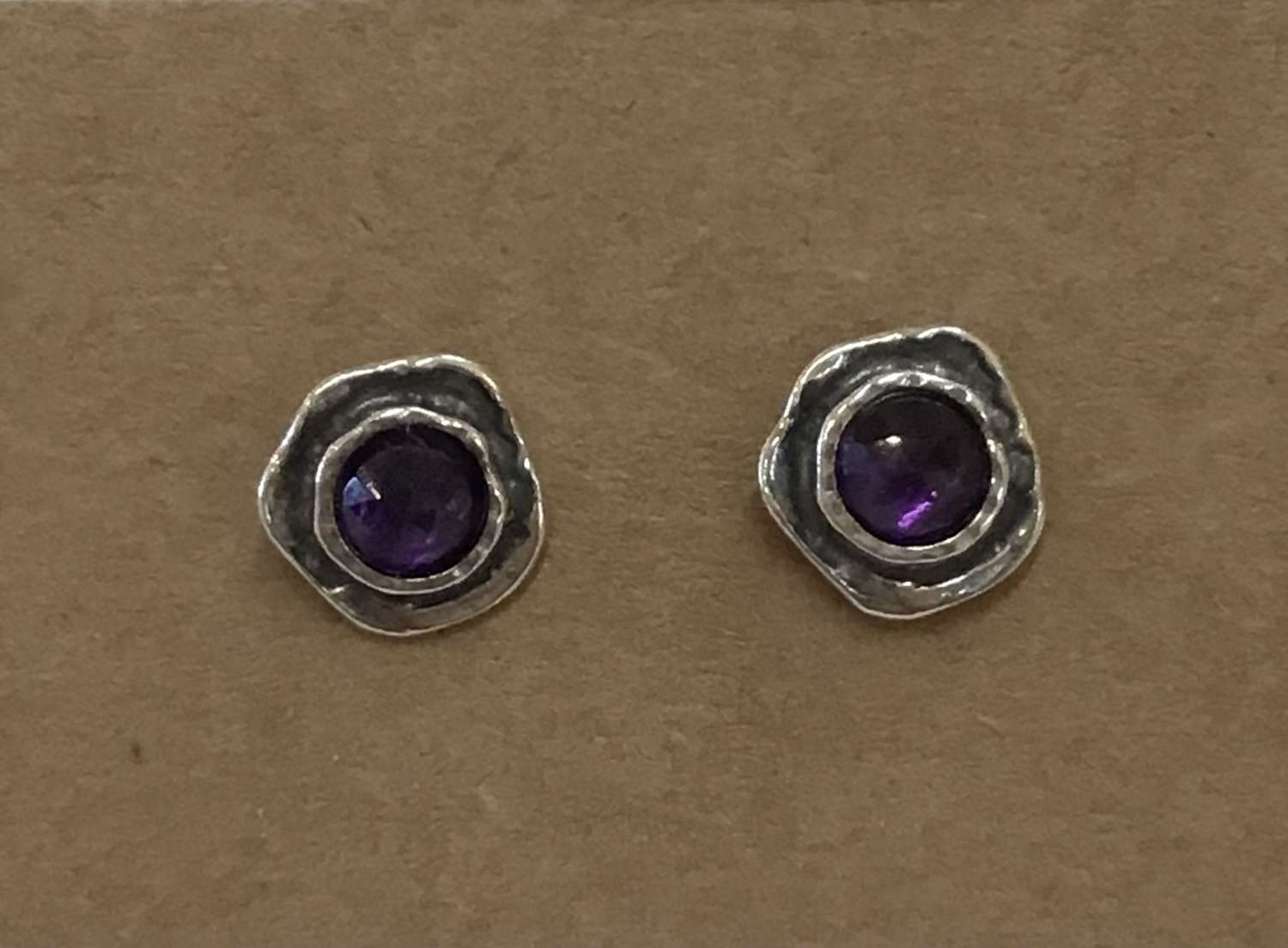 Amethyst and sterling silver post earrings