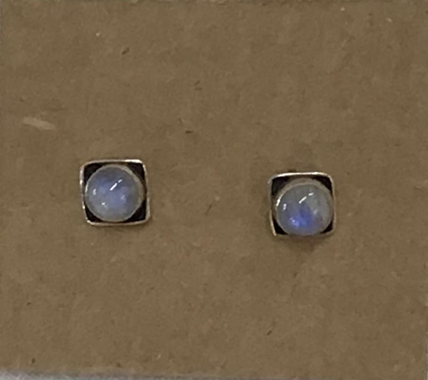 Moonstone and sterling silver post earrings