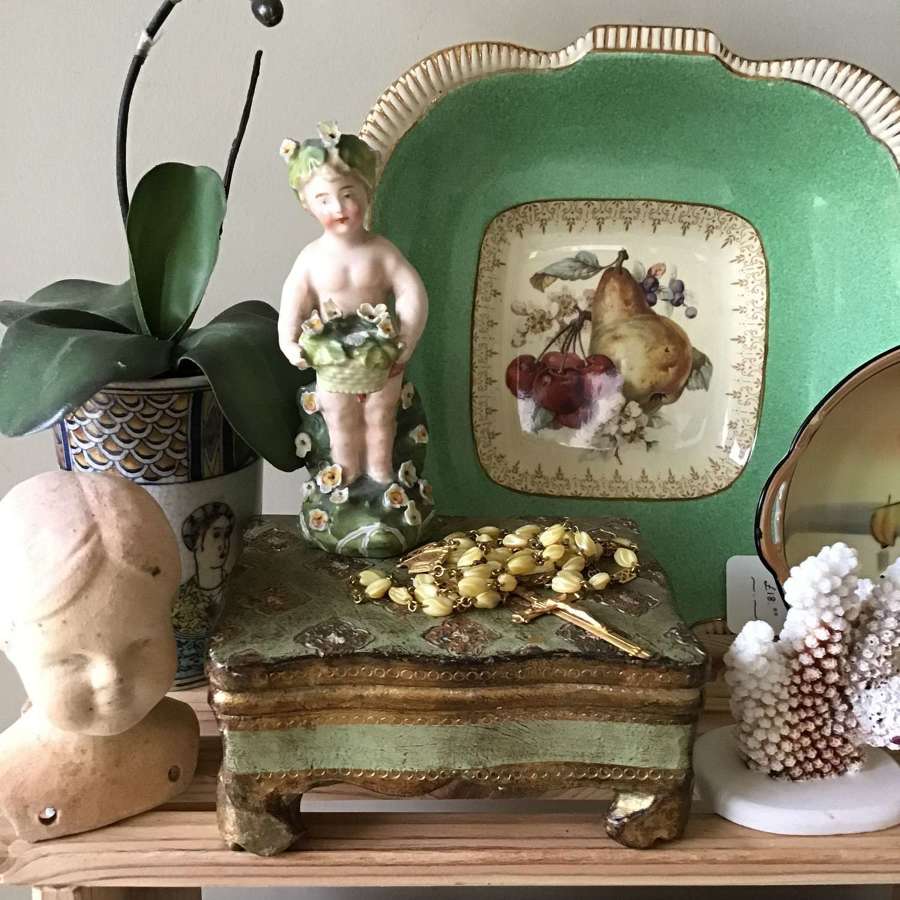 Vintage green and gold Florentine box