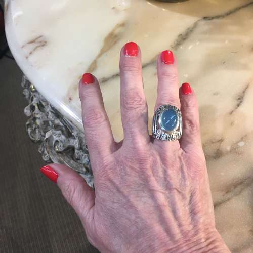 Sterling silver and blue chalcedony ring