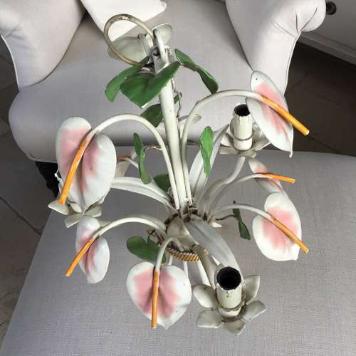 Vintage toleware Arum Lily chandelier