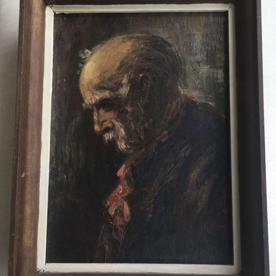 Vintage male oil portrait in original frame