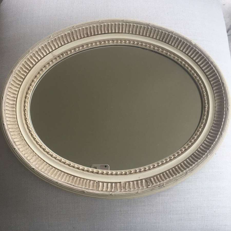 Oval cream wooden painted mirror