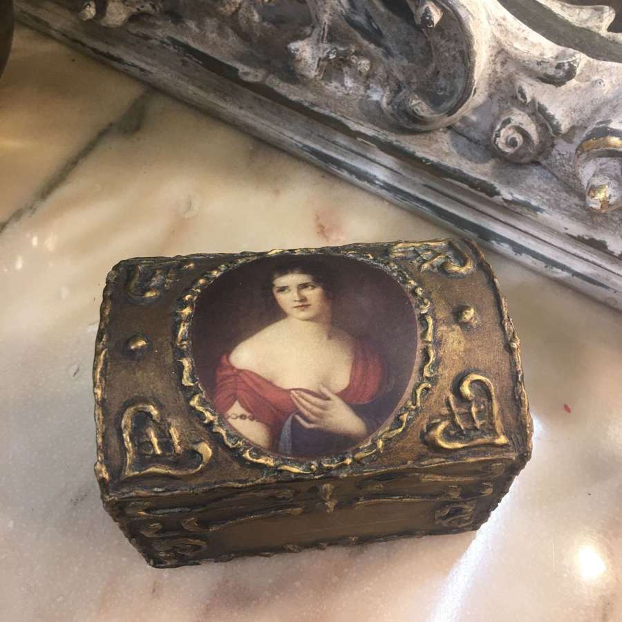 Vintage Florentine portrait trinket box