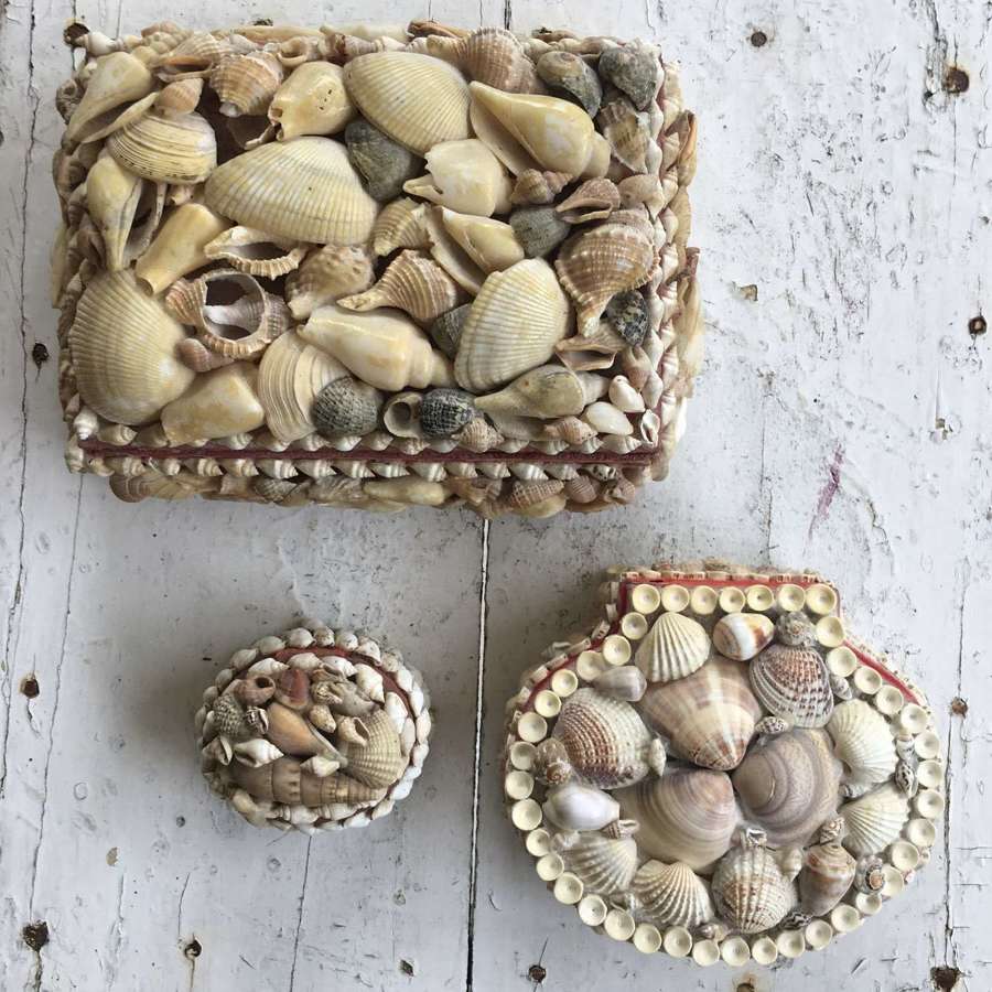 Vintage shell trinket boxes three sizes available