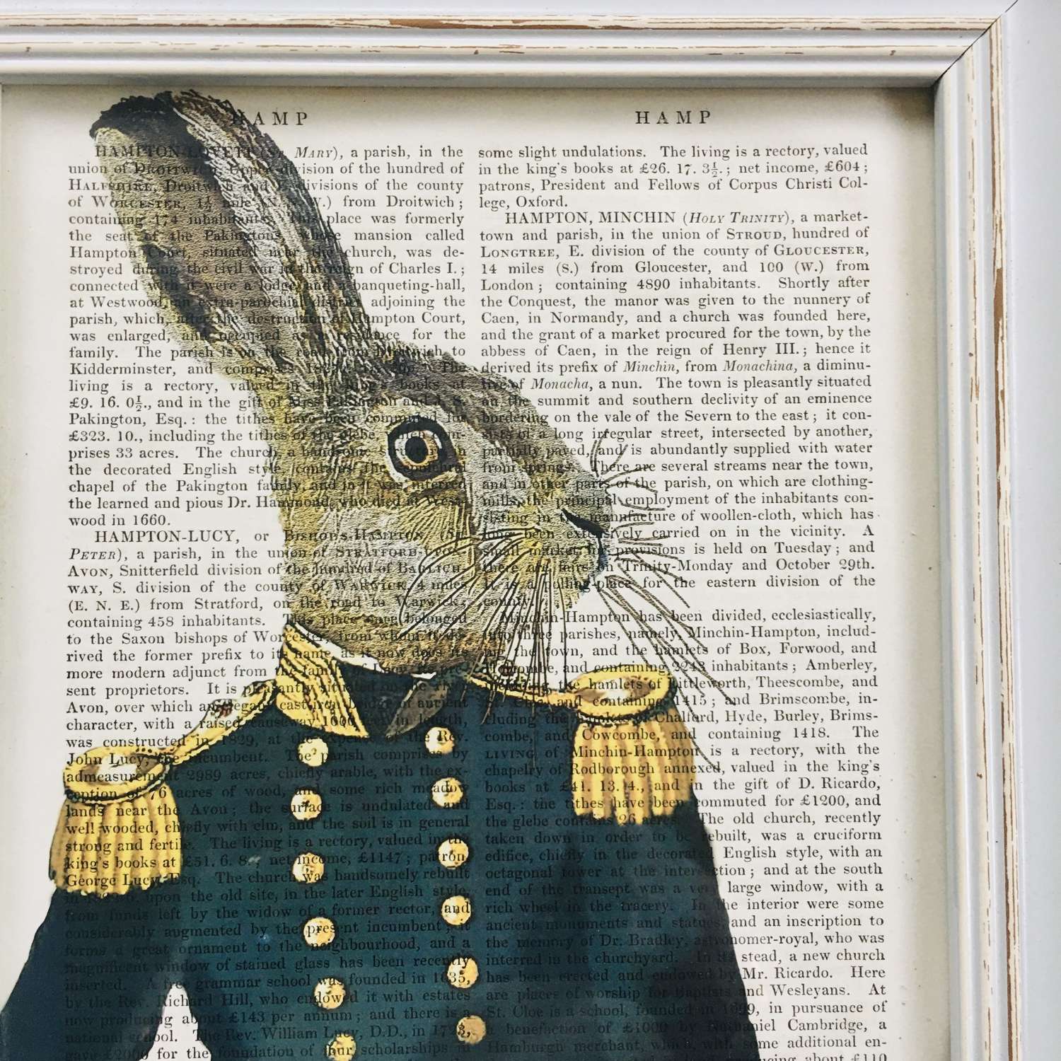 Hare wearing his medals on old Hampton town paper