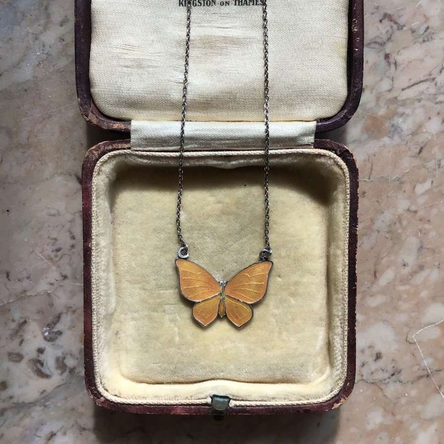 Marius Hammer silver and enamel butterfly  necklace c 1900
