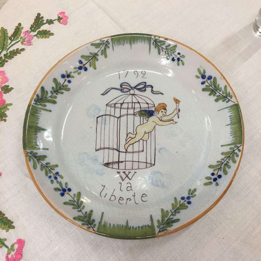 A pair of French faience plates