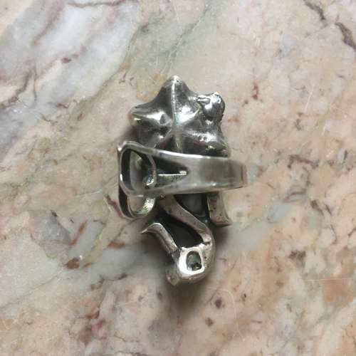 Italian antique black dot paste ring size R