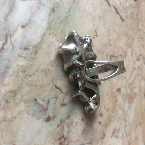 Italian antique black dot paste ring size R