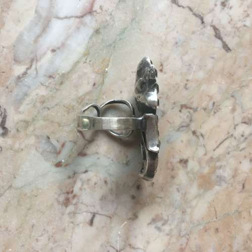 Italian antique black dot paste ring size R