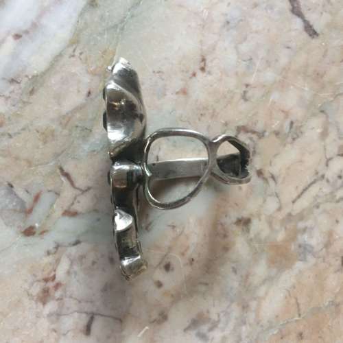 Italian antique black dot paste ring size R